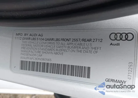 2013 Audi A6 2.0T Premium from USA, damaged, VIN WAUFFAFC9DN080565